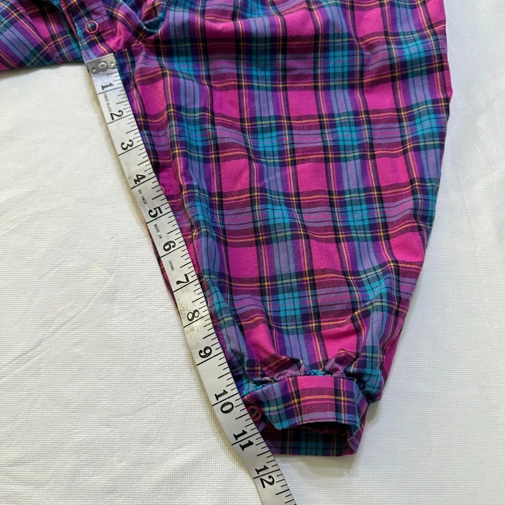 Vintage OshKosh B'gosh Baby Girl Plaid Romper 24M Pink 90s Made in USA Jumpsuit
